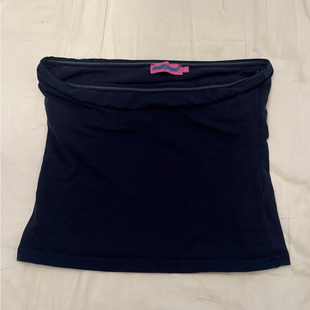 Edikted Navy Strapless Tube Top